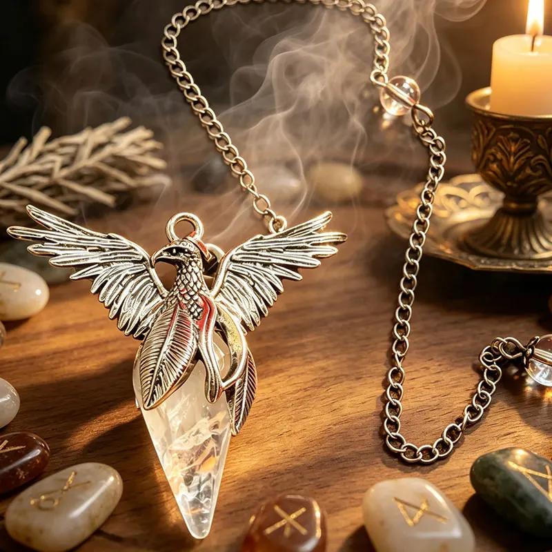 Phoenix Animal Natural Gem Stone Crystal Pendulum for Divination Reiki Clear Quartz Tiger Eye Lapis Lazuli Quartz Penduluo X403