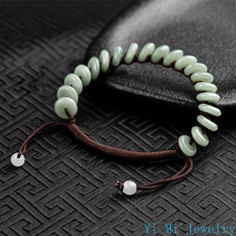 Burmese Jade Donut Bracelets Luxury Men Women Natural Talismans Amulet Jadeite Gift Emerald Charm Charms Jewelry Stone Man view 4