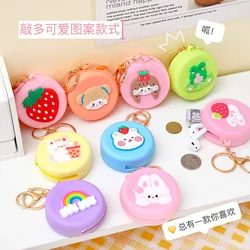 Porte-monnaie en silicone pour femme, animal de dessin animé, forme ronde, sac pour casque, sac à main en poudre, porte-clés cadeau pour enfants, nouveau