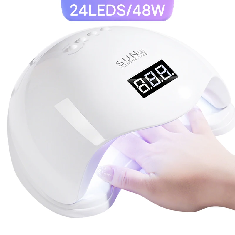 SUN5 UV LED 네일 램프 48W 네일 드라이어, 젤 네일 폴리쉬 경화용, 4단계 타이머 자동 센서 LCD 디스플레이 탑재 전문가용 네일 램프