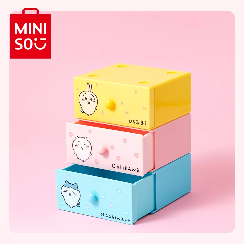 

Подлинная серия MINISO Chiikawa, однослойный ящик для хранения Usagi, милая настольная коробка Hachiware с мультяшным аниме, для хранения различных предметов