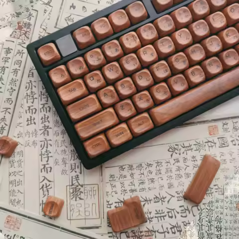 130 Keys Walnut Wood Five Sides Dye-Sublimation PBT Keycap Custom MOA Profile Retro Keycaps for MX Switches Mechanical Keyboard
