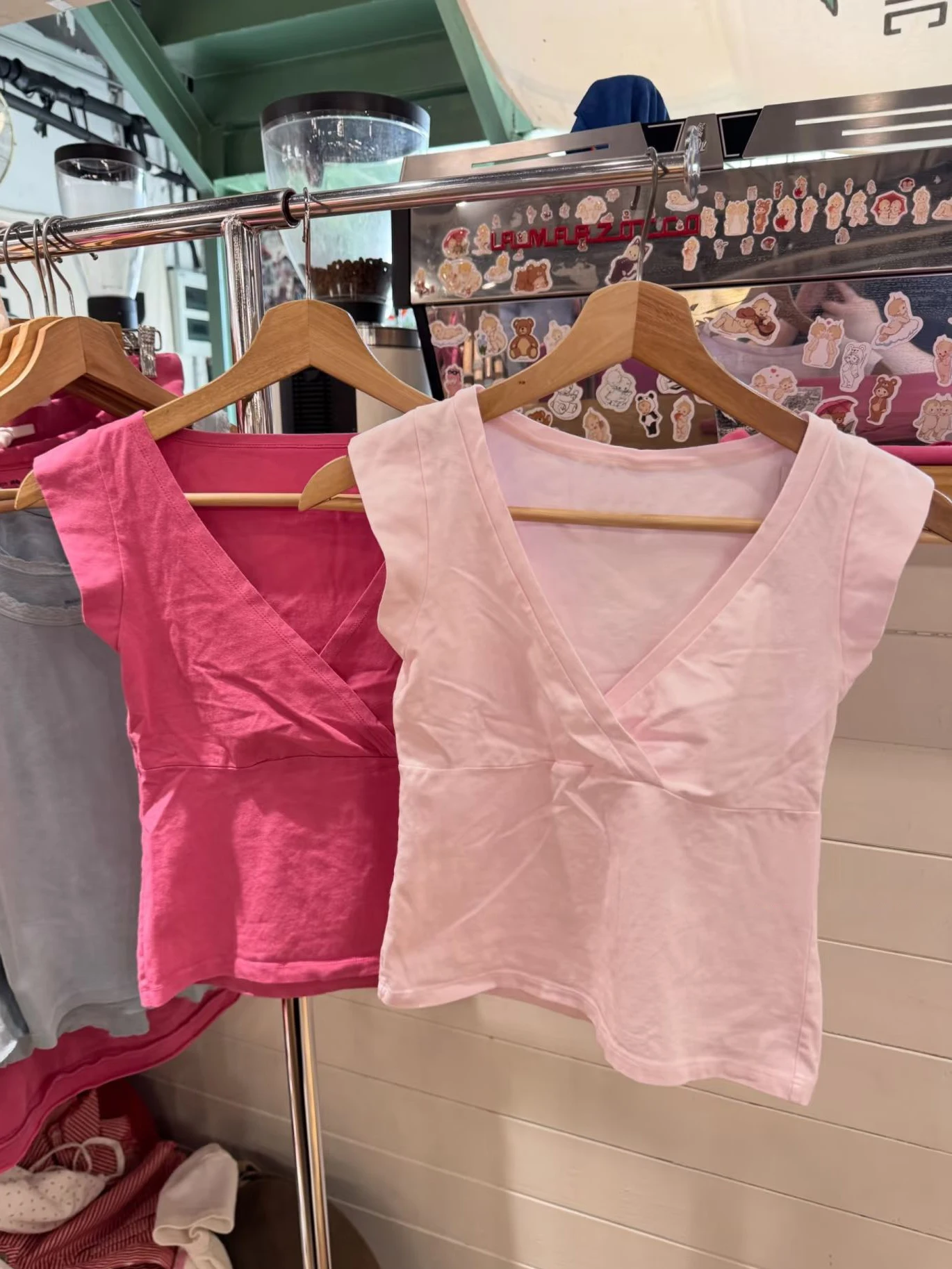 New Rose Red Slim Crop Top Woman Sexy V-neck Short Sleeve Cotton Cropped T-shirt Solid Casual Simple Sweet All-match Tee Tops image 2