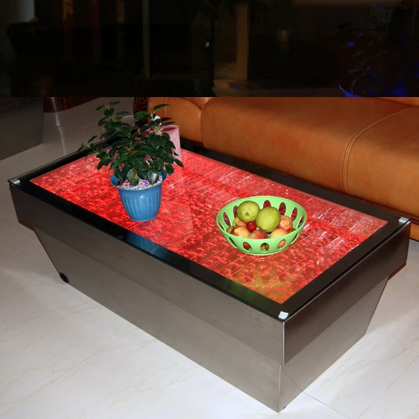 Changeable colors led light stainless steel water bubble table for bar decoration