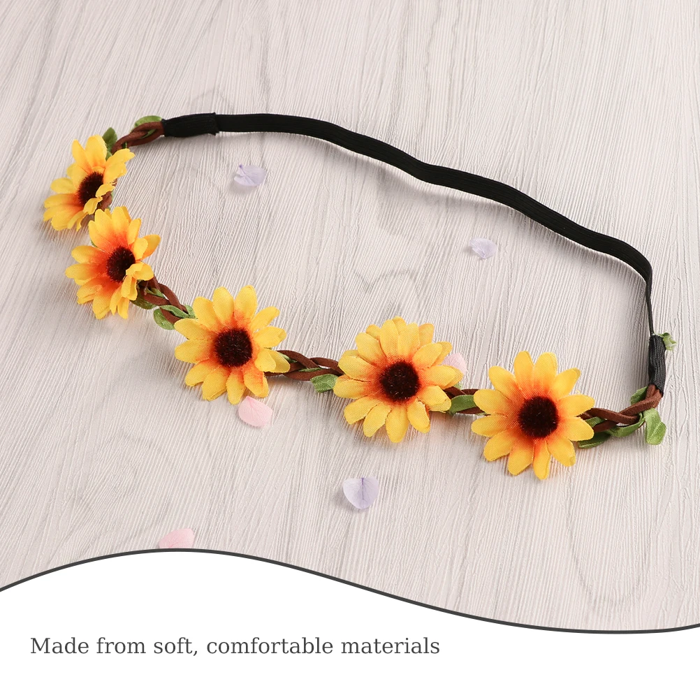 

4pcs Hawaiian Floral Headband Boho Style Sunflower Hairband For Women Summer Beach Elastic Vintage Hair Accessories