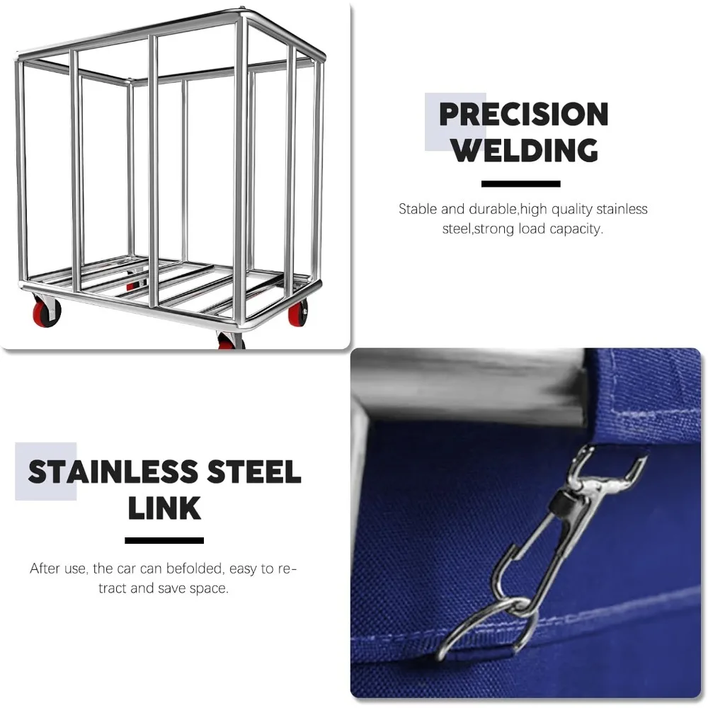 عربة غسيل تجارية على عجلات، 11.35 بكرة كبيرة مع سلة مبطنة بالقماش مقاومة للماء قابلة للإزالة، - تخفيضات كبيرة #5