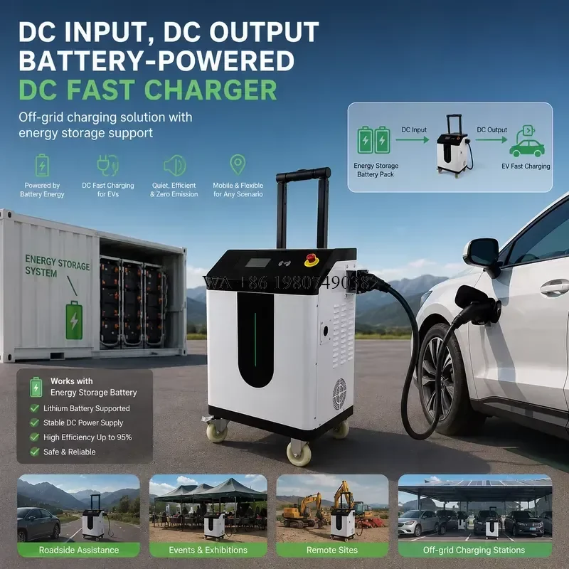 Cargador Rápido Móvil DC para Vehículos Eléctricos, Estación de Carga Comercial DC de Más de 100kW