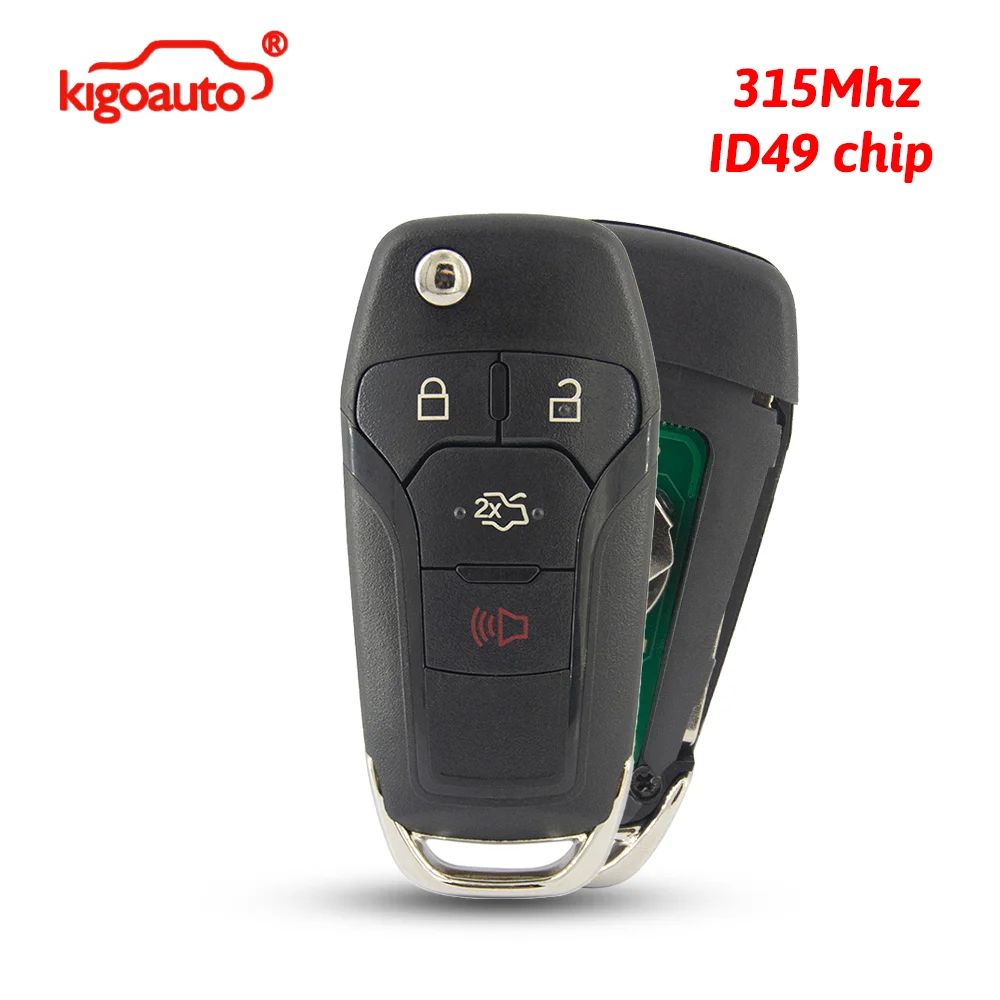 

kigoauto FCC N5F-A08TAA Flip Remote key 4 button Trunk 315Mhz Hitag Pro-ID49 chip for 2013-2016 Ford Fusion PN 164-R7986