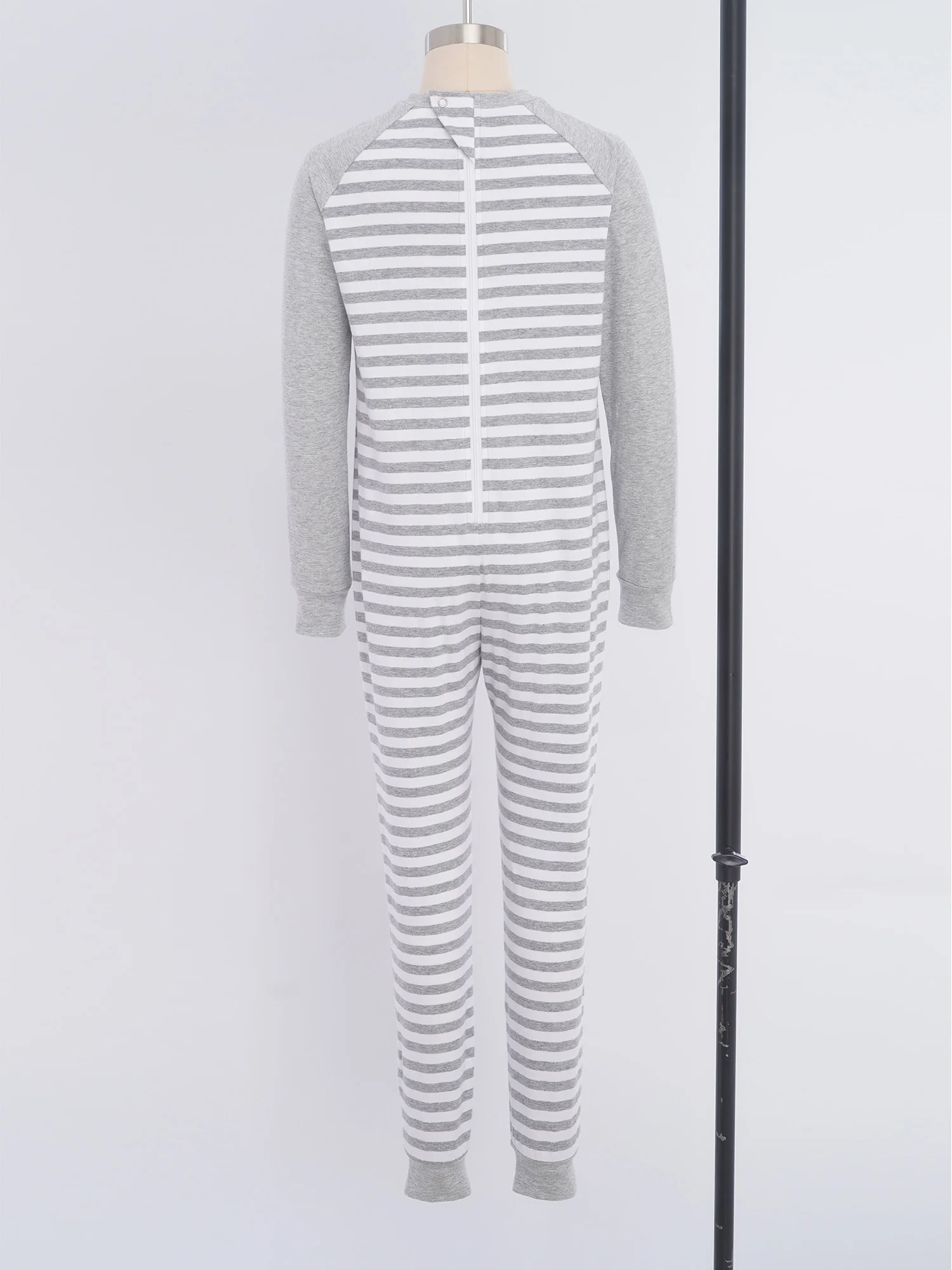 Kids Boys Girls Special Needs Adaptive Clothing O-Neck Long Sleeve Full Length Anti-Strip Zipper Stripes Color Block Jumpsuit 4