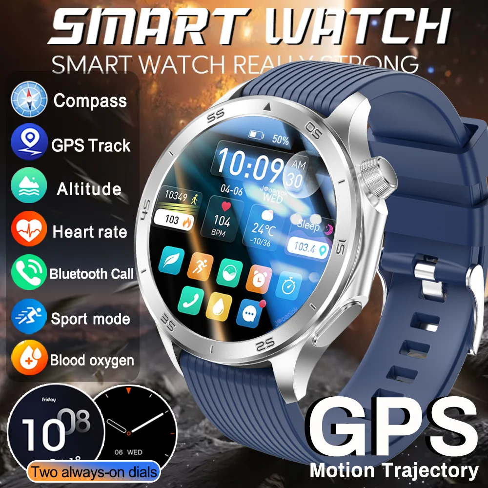 2026New GPS Sports SmartWatch Men Compass Sleep Monitoring Heart Rate Language Assistant Music Bluetooth Call Smat Watch Men