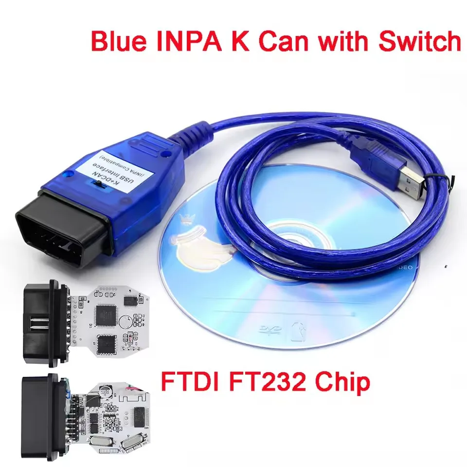 สายสแกนเนอร์วินิจฉัยรถยนต์ BMW K+DCAN รุ่น FTDI พร้อมสวิตช์ K DCAN K CAN OBD2 INPA สำหรับ E60 E90 E92 E93