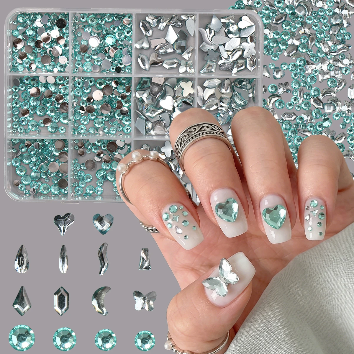 12-Gitter-Box Süße Dessert-Nagelkunst-Charms 3D Harz-Donut-Schokoladen-Lollipop-Edelsteine im Kawaii-Stil für Musikfestivals und Partys – Detail 14
