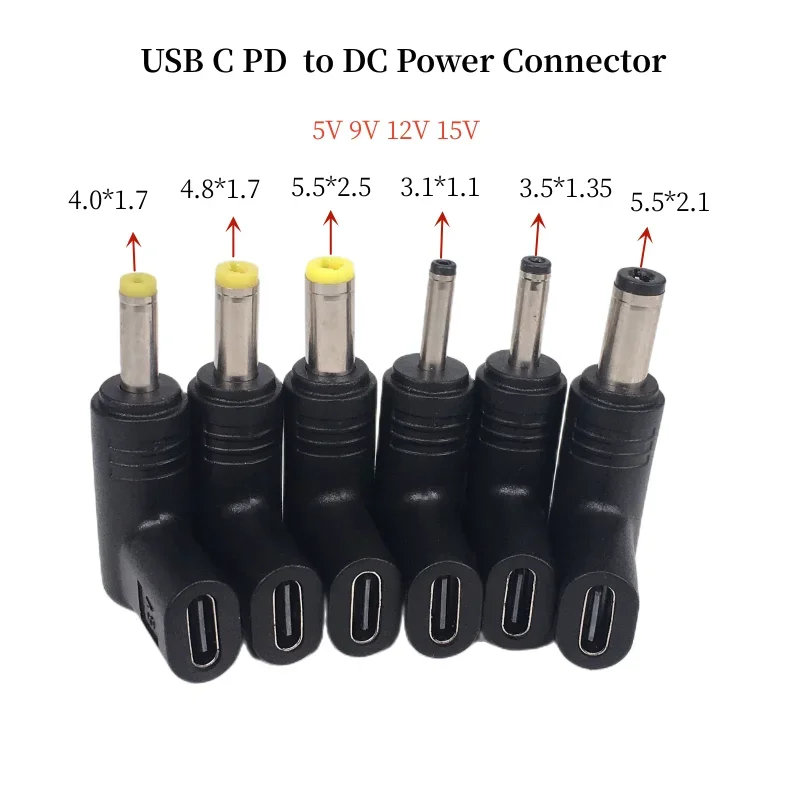 Universal 5V 9V 12V 15V 19V TypeC to DC Jack Plug Charge Adapter Converter for Router Tablet Fan USB C PD to DC Power Connector