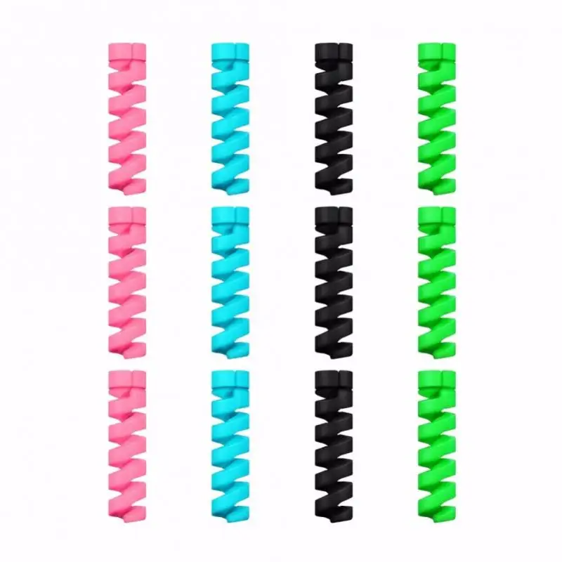 Cable Protector Universal Silicone Data Cable Spiral Winder Wire Cord Organizer Cover For Iphone USB Charger Cable Cord