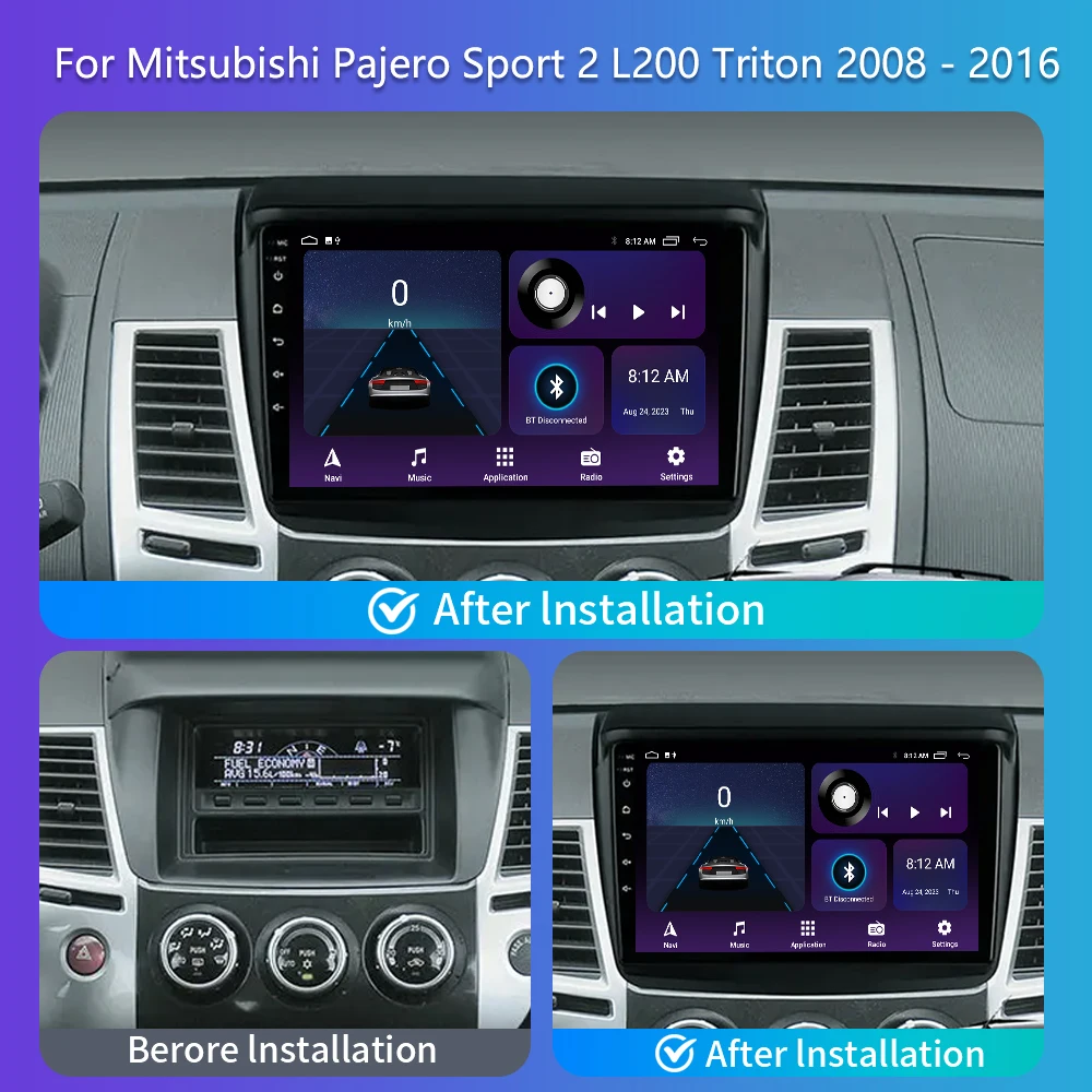 2 Din Android 13 For Mitsubishi Pajero Sport 2 L200 Triton 2008 - 2016 Car Radio Multimedia Video Player GPS 4G Carplay Auto DVD