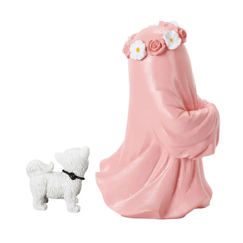Cute Puppy Resin Figurine Resin Ghost Dog Figurine Halloween Decor Cute Tabletop Statue for Mantel Shelf Fall Winter Holiday