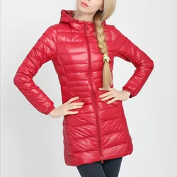 Women Spring/Autumn Ultra Lightweight Quilted Jacket 2024 New Woman Water And Wind-Resistant Big Size Women Solid Hoodies Coat