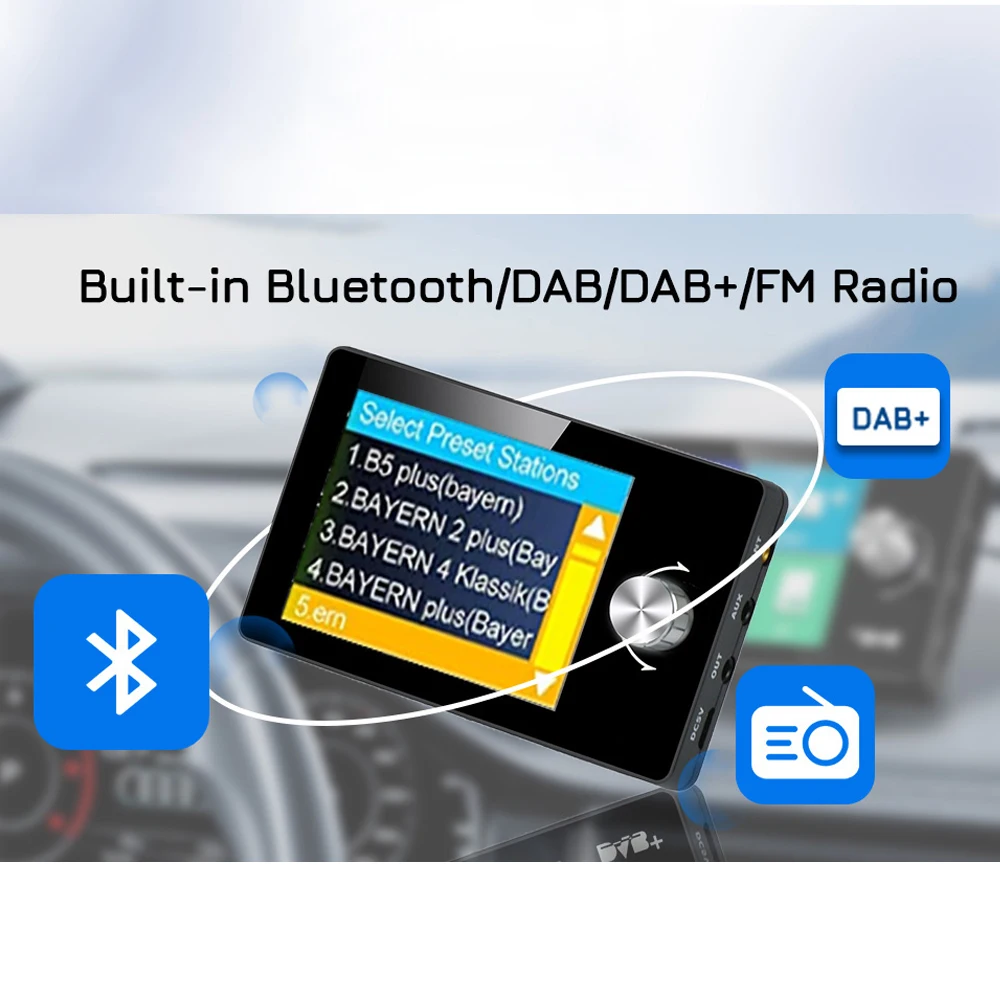 شاشة 2.8 بوصة داخل السيارة ستيريو Dab راديو Dab + استقبال مع الصوت الرقمي هوائي الإشارة محول Fm الارسال Aux Tf بطاقة بلوتوث
