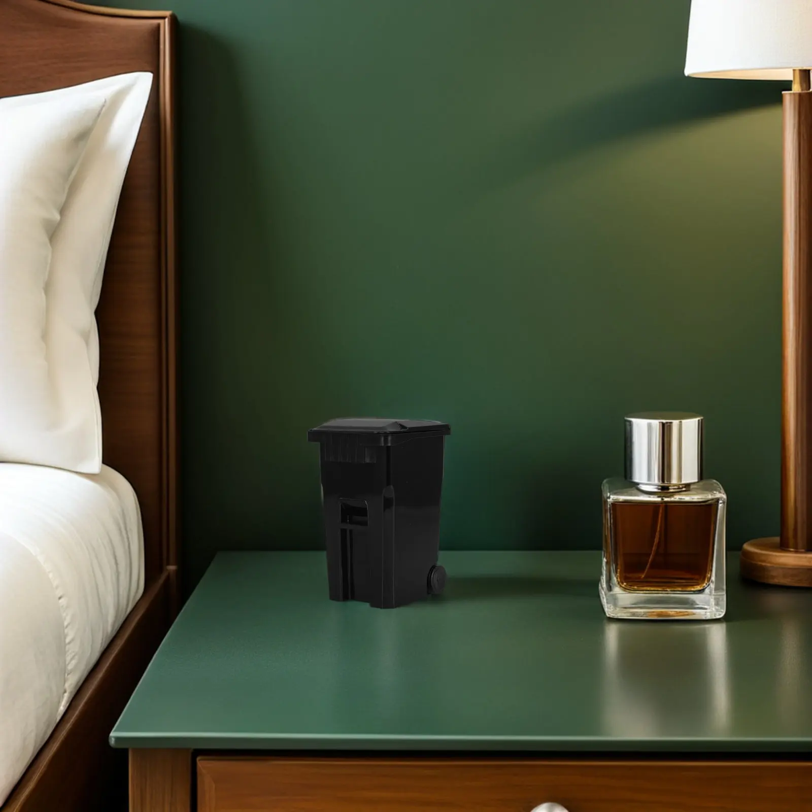2Pcs Mini Trash Can for Desk Compact Desktop Garbage Bin Covered Small Trash Container Office Table Organizer Black