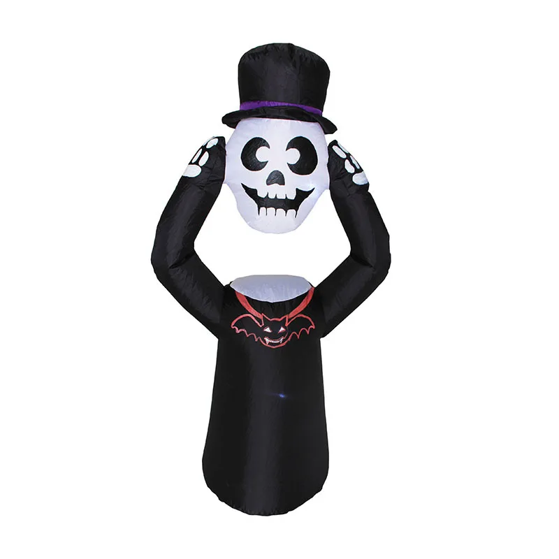Molde de aire de calavera inflable con luz LED luminosa de color transfronterizo, joyería inflable decorativa de molde de aire de Halloween