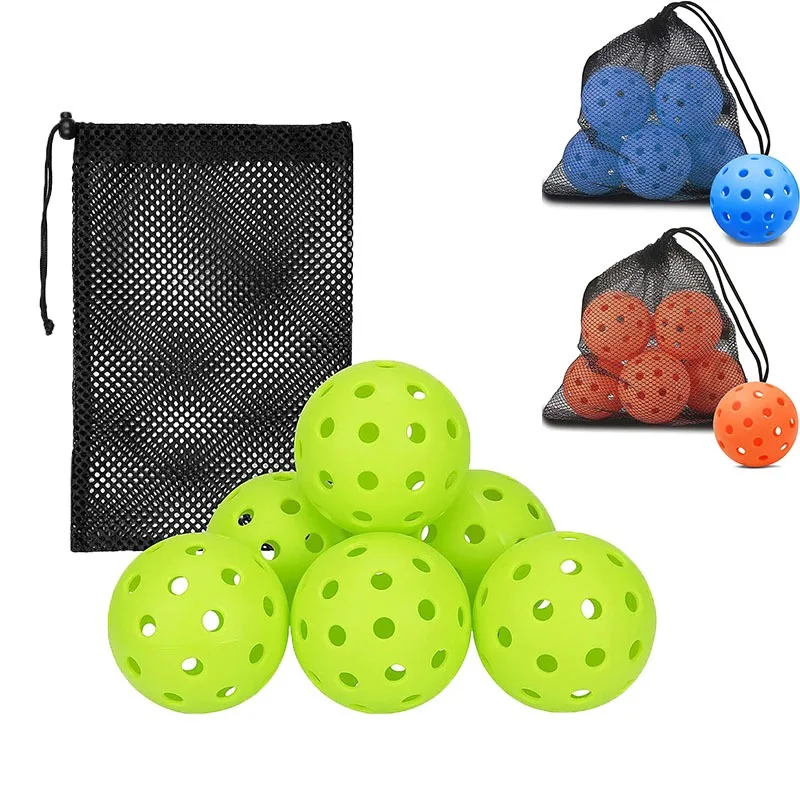 6/12Pcs Pickleball Ball Cricket With Mesh Bag 40 Holes Outdoor Indoor Tournament Competition Ball Durable Elasticity Pickleballs