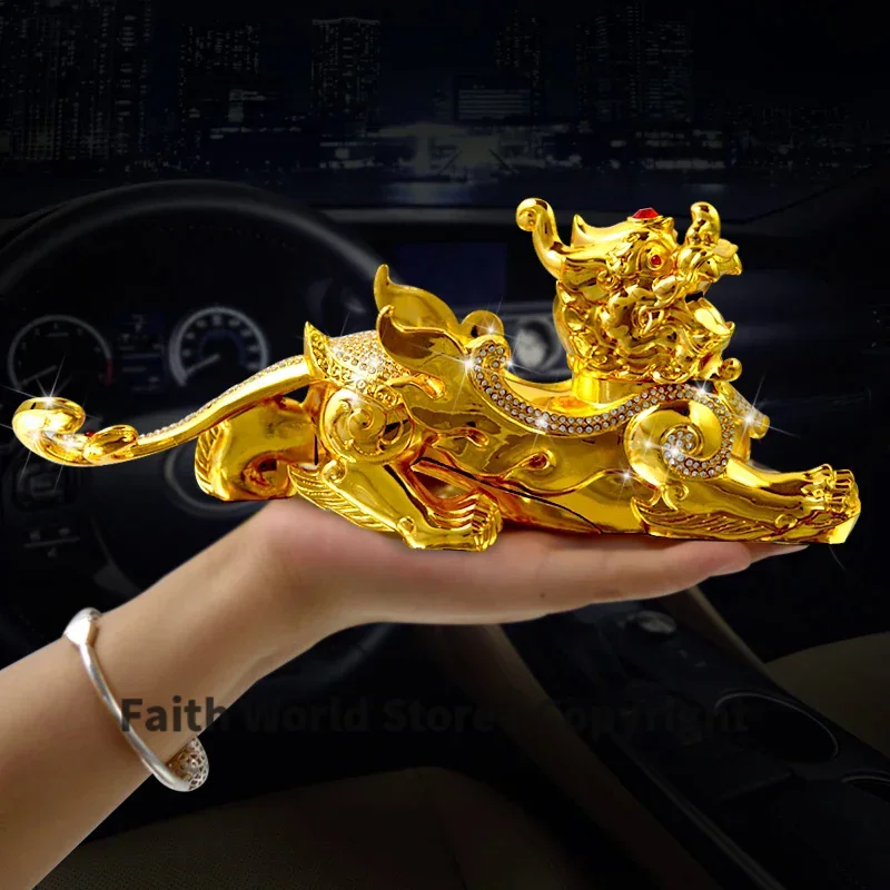 HOME OFFICE SHOP CAR TOP Efficacious Talisman Protection # Money Drawing GOOD LUCK gold PI XIU Mythical dragon FENG SHUI statue