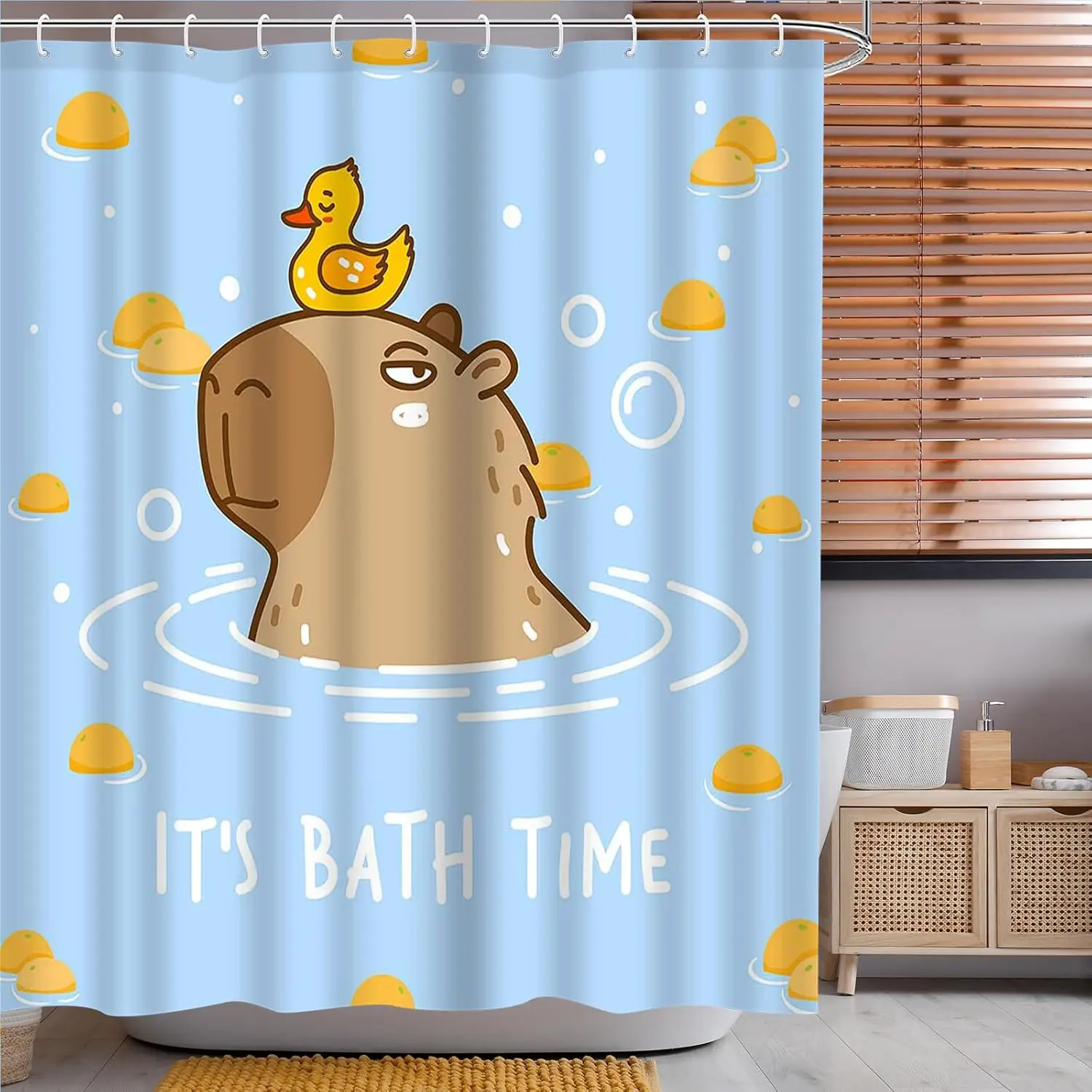 

Занавески для душа с капибарой, оранжевые занавески для ванной комнаты с милыми животными для детей, декор комнаты для мальчиков и девочек, украшения для ванны