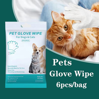 6pcs Unscented Extra Thick Pet Cleaning Wipes for Dogs & Cats,Dog Washing Bathing Deodorizing Grooming Gloves for Daily Care