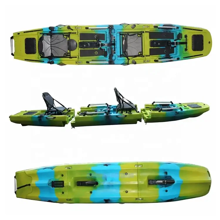 3 Segments 14ft High Quality 2 Person Fishing Rotational Pedal Kayak With Propeller Pedals Drive For Sale