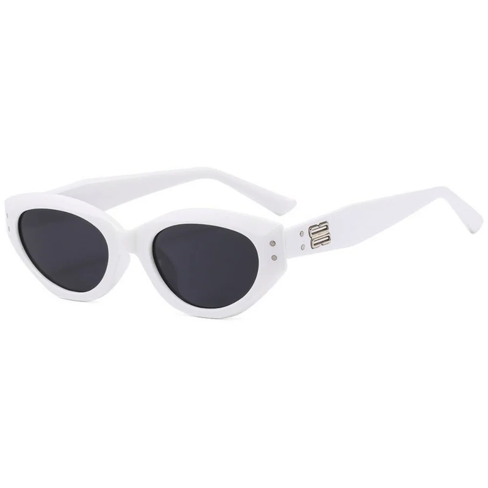 2-teilige koreanische Version, trendige Retro-Cat-Eye-Sonnenbrille für Damen, Hip Hop, Western, lässig, schlicht, einfarbig, Outdoor-Brille – Detail 6