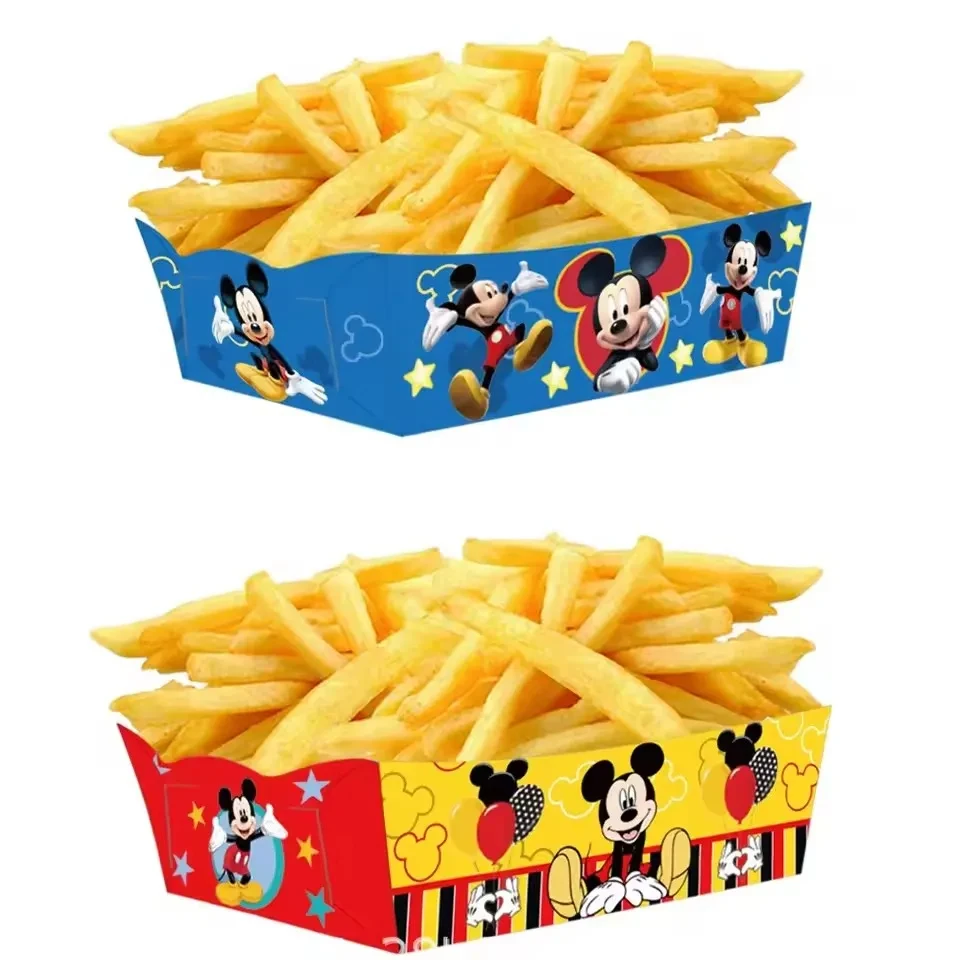 Disney Mickey Mouse Paper Food Tray Party Decorations Mickey Themed Food Filling Box Chip Box Candy Box Party Supplies