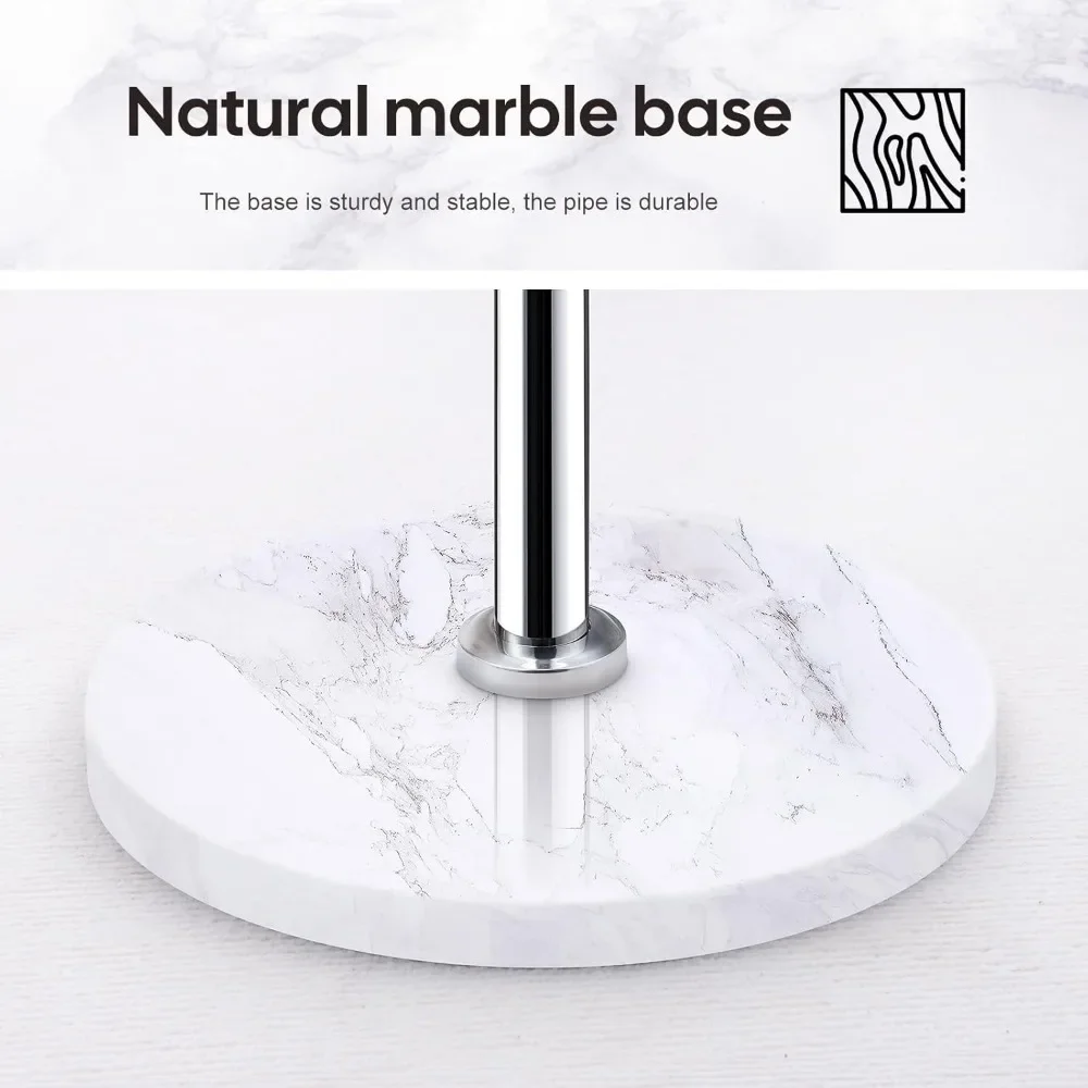 Metal Coat Rack Stand with Natural Marble Base, Stainless Steel Freestanding with 8 Hooks, Hall Tree (Silver)