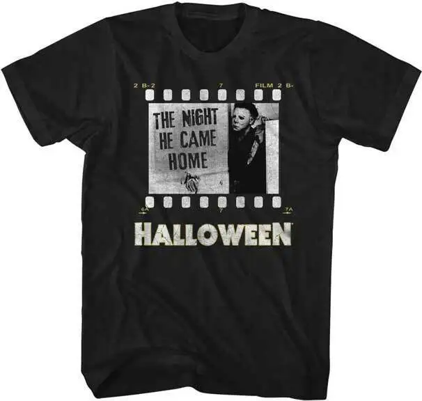 

Halloween Horror Movie Film Strip The Night He Came Home Men's T Shirt