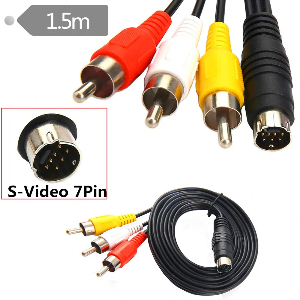 7-pinowa wtyczka męska S-Video do kabel audio-wideo męskiego 3 RCA do laptopa 1.5m