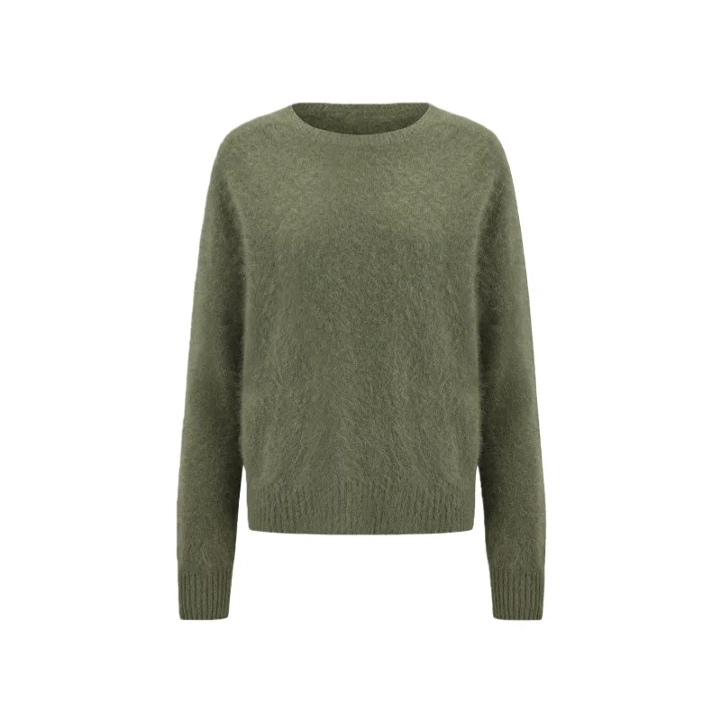 

Seamless Brushed Wool Cashmere Sweater Women Winter Round Neck Soft Warm Knitted Pullovers