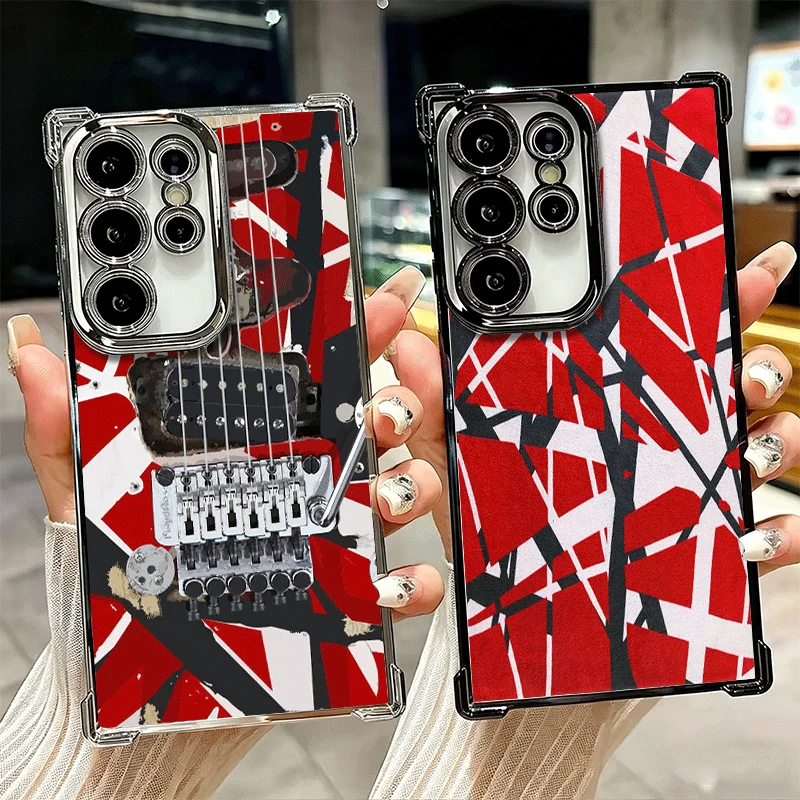 Eddie Van Halen Graphic Guitar Plating Phone Case For Samsung Galaxy S25 S26 Edge S24 S23 Ultra S22 S21 Plus S20 FE Anti-Fall Pr