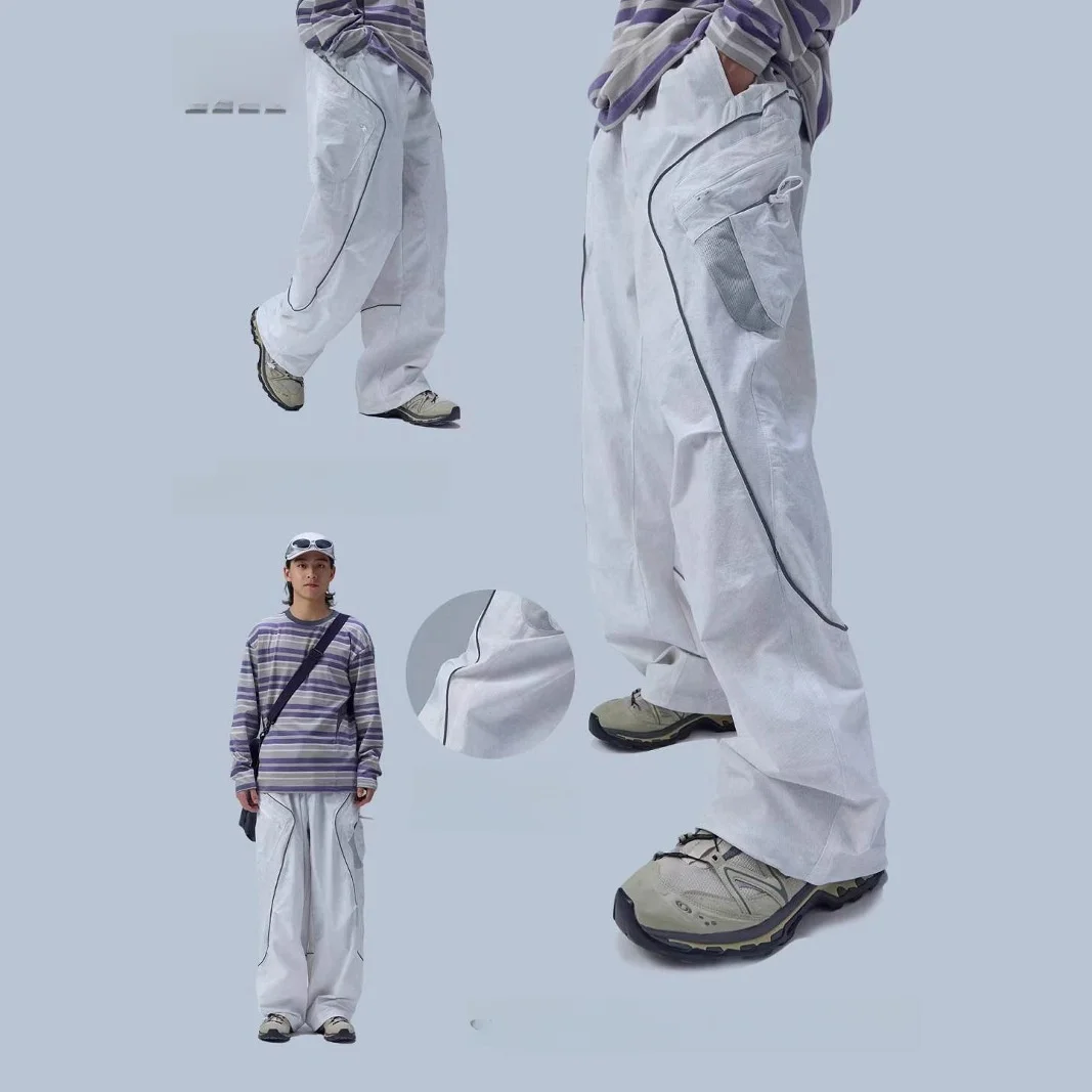 

Japanese Sle Outdoor Work Trousers Men's Casual Pants Adjustable Cuffed Hiking Arcane ket Straight Leg Loose Fit Jeans