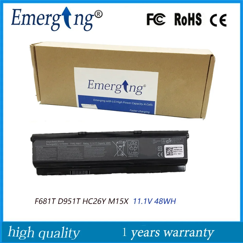 

48WH New Laptop Battery F681T for Dell Alienware M15X P08G SQU-724 D951T SQU-722 T779R T780R HC26Y NGPHW W3VX3