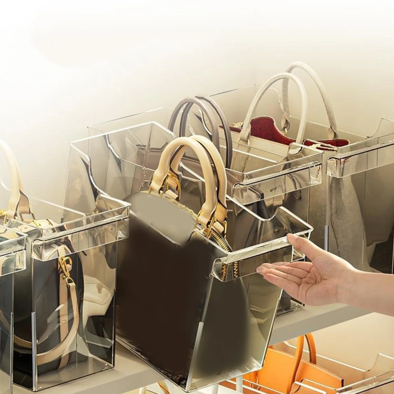 Handbag Display Case Transparent Versatile Pressure Proof Handbag Storage Organizer For Closet