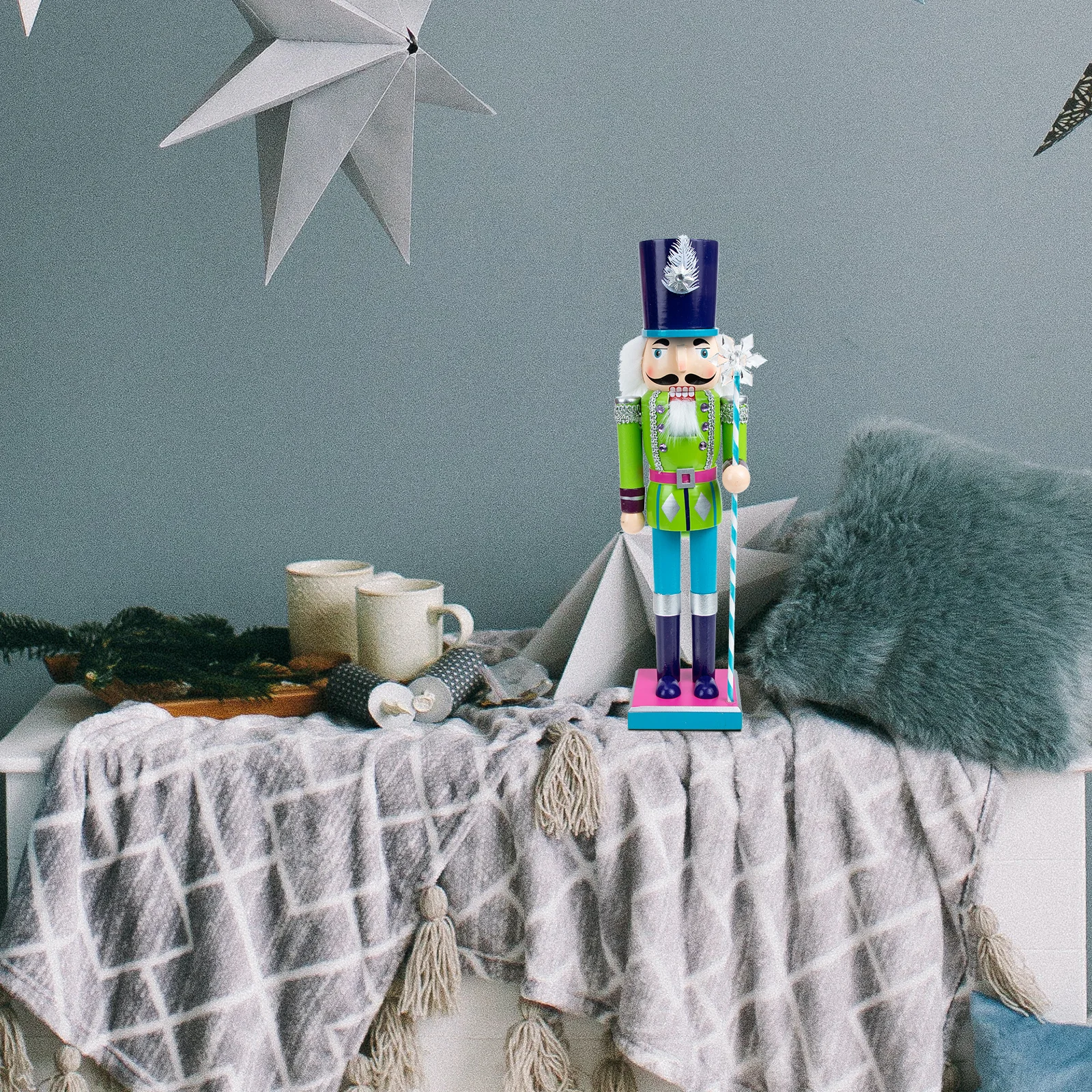 

Christmas Wooden Nutcracker Figure Craft Holiday Decor for Living Room Bedroom Dining Table Desktop Xmas Decoration Gift