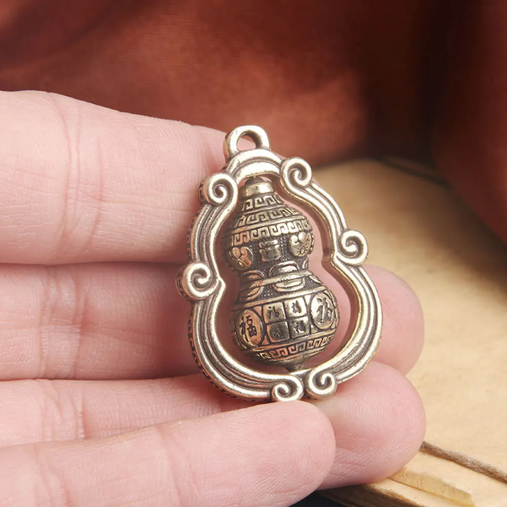 

2pcs Brass Gourd nament Charms Miniature Bag Keychain Decor Retro Hanging Keyring Pendant Durable Easy Care Home