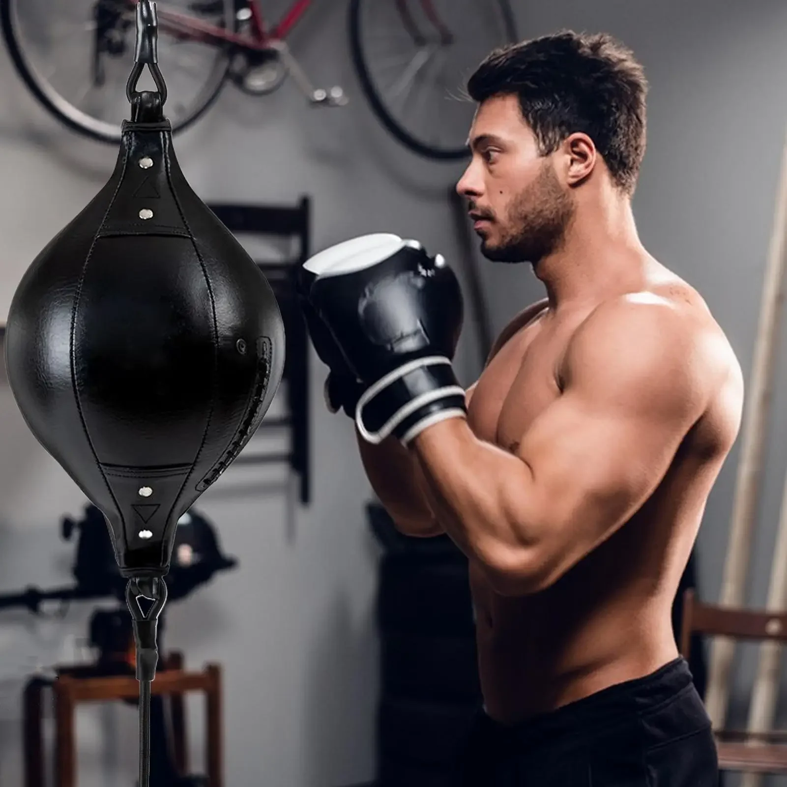 Neuer tragbarer Trainings-Boxball mit doppeltem Ende, flexibles PU-Leder, Fitness- und Koordinationstrainingsgerät für den Rumpf – Detail 2