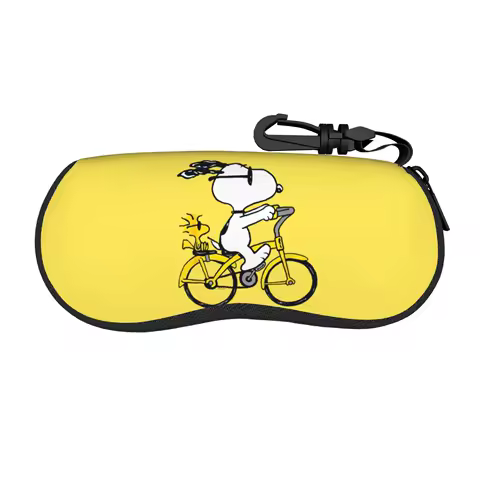 Vintage Snoopys Woodstock Riding Bike Glasses Case Men Women Portable Accessories Eyewear Storage Box Small Sunglasses Box