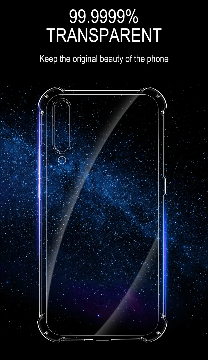 Shockproof Silicone Case For Xiaomi Mi 10 10 Ultra 10T 9 9T 8 Se Pro A1 A2 A3 Lite Clear Soft Cover Airbag Shell Transparent