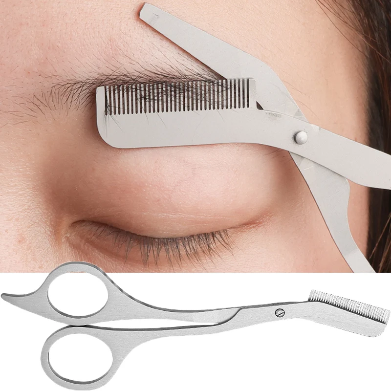 1/3 stücke Edelstahl Augenbraue Trimmen Schere mit Kämme Schönheit Schere Make-Up Zubehör Haar Entfernung Pflege Werkzeuge