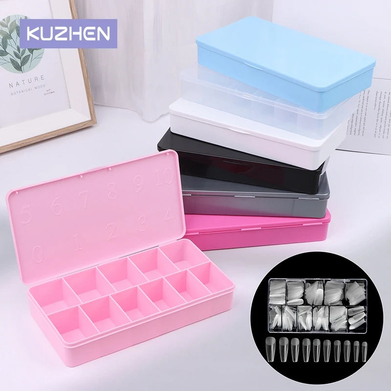 11 Slots Empty Nail Art Decoration Storage Box Jewelry Beads Gems False Tips Boxes Case Nail Glitter Rhinestone Container 8Color