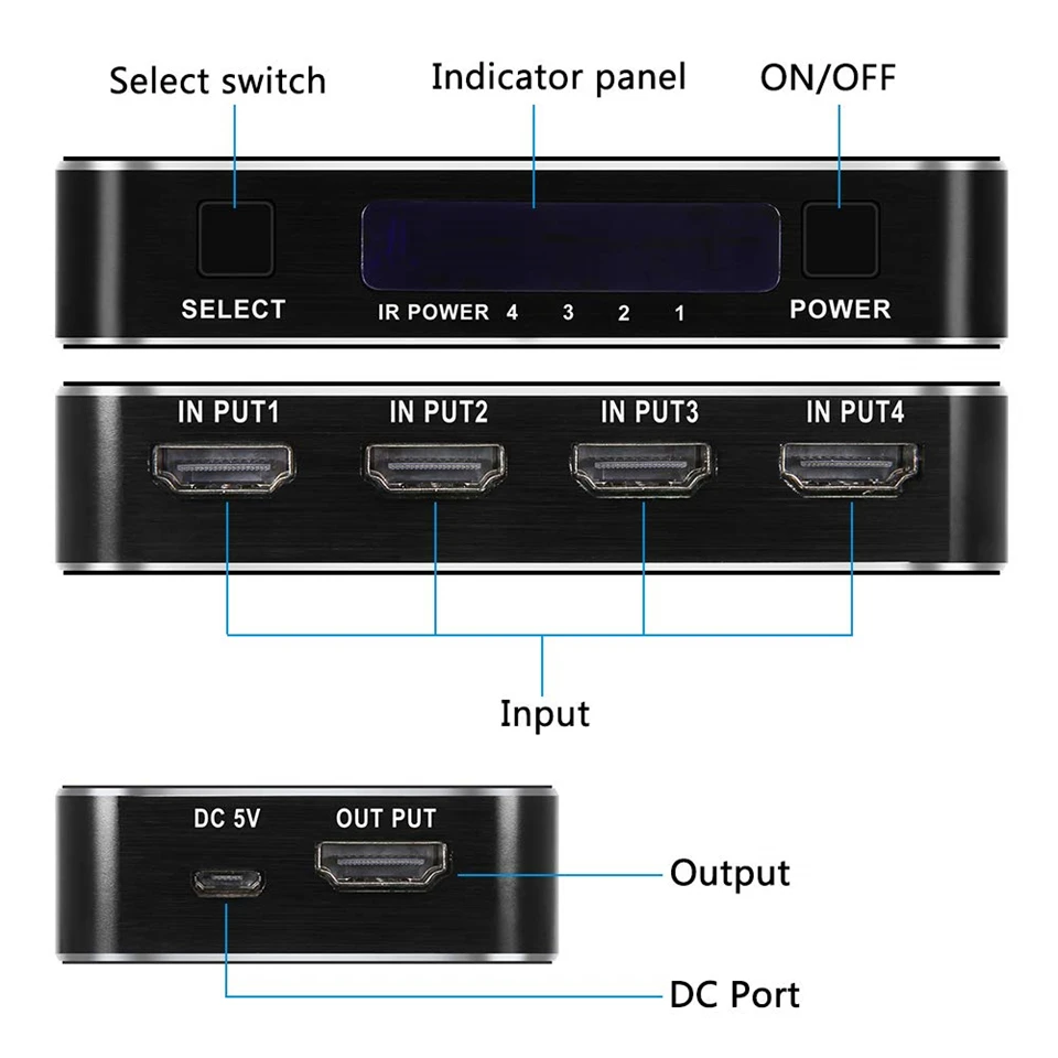 สวิตช์ HDMI 4K ที่ดีที่สุด2023 2.0สวิตช์ HDMI 4:4:4 RGB HDR HDMI 4K 60Hz HDMI 2.0สวิตช์ IR UHD 4พอร์ตสวิทช์ HDMI