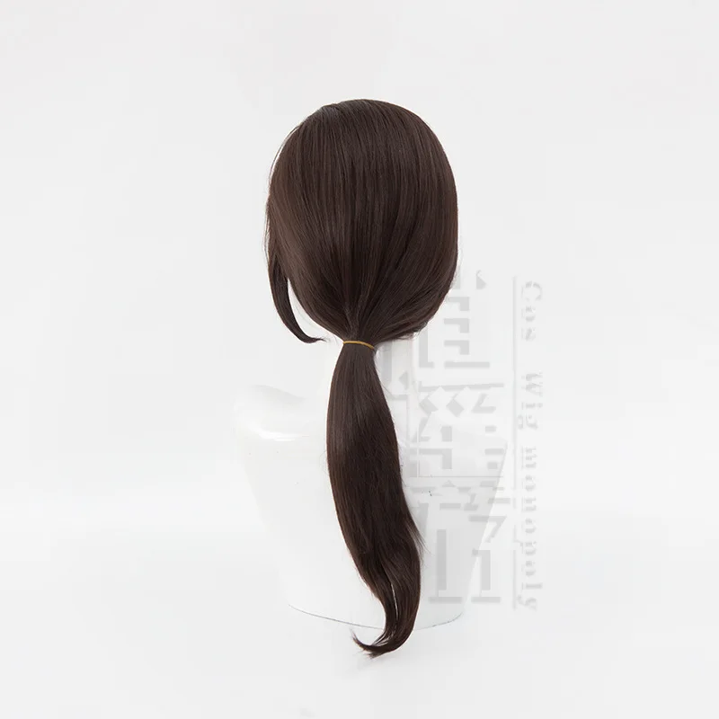 Hetalia China Wang Yao Cosplay Wig Black Brown Middle Part Tied Hair Halloween Gift view 3