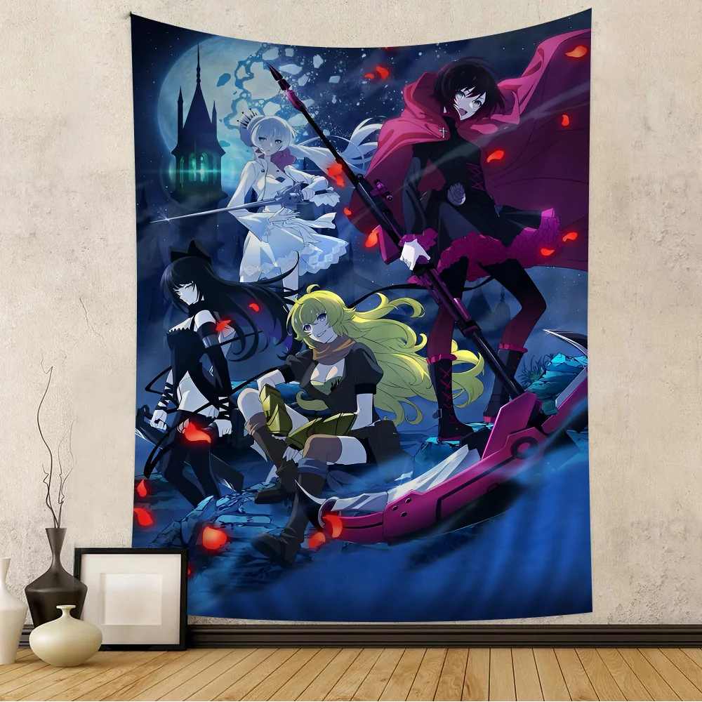 RWBY Anime Tapestry Hippie Flower Wall Carpets Dorm Decor Cheap Hippie Wall Hanging