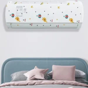 2 قطعة مكيف هواء غطاء غبار مثبت على الحائط مروحة عالمية الحد الأدنى الإبداعي الكرتون قابل للغسل غطاء مكيف الهواء أفضل 10 مشاهد حماية لمكيفات الهواء - رقم 2